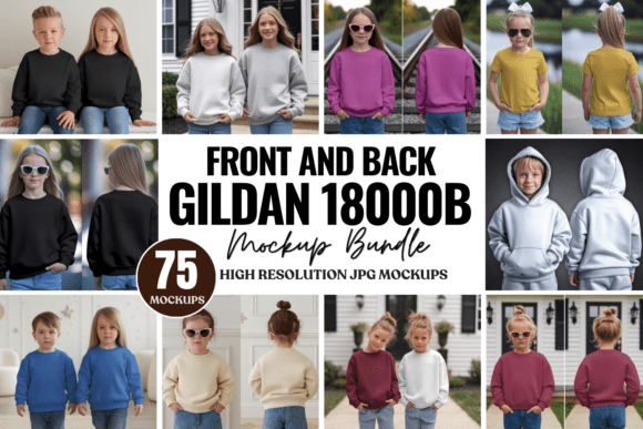 Download Gildan 18000B Front &amp; Back Mockup Bundle - Mockup Collection