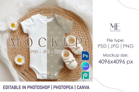 Download Baby Bodysuit Mockup PSD, All-over Print - Mockup Collection