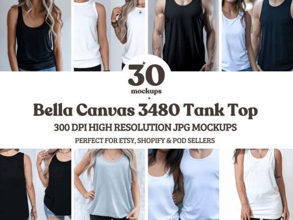 Download Bella Canvas 3480 Tank Top Mockup Bundle - Mockup Collection