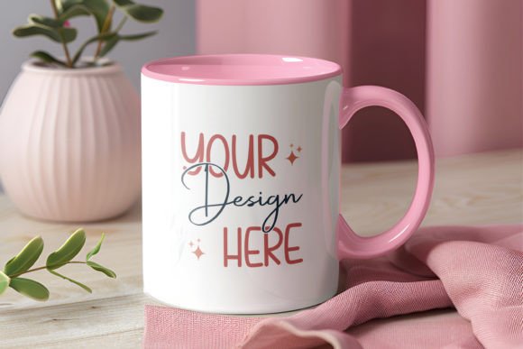 Download Coffee Mug Mockup, Pink Inner &amp; Handle - Mockup Collection