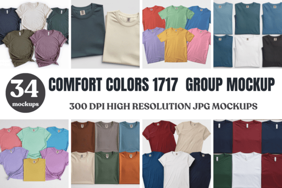 Download Comfort Colors 1717 Group Mockup Bundle - Mockup Collection